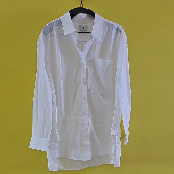 JJ & CO Tops - Women's Classic White Tunic Shirt With Stretch